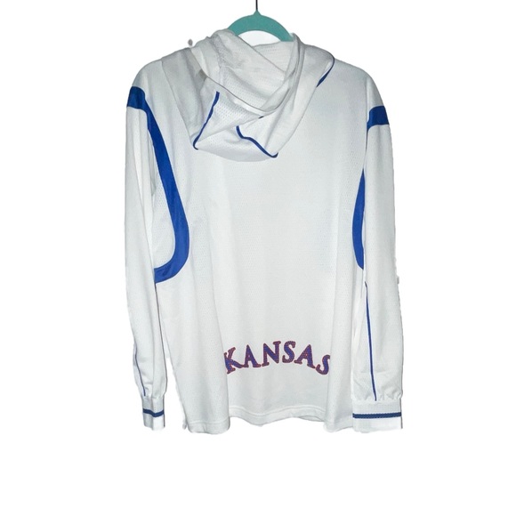 Adidas Kansas Jayhawks White and Blue Long sleeve Hoodie NWT UNISEX - Picture 2 of 8